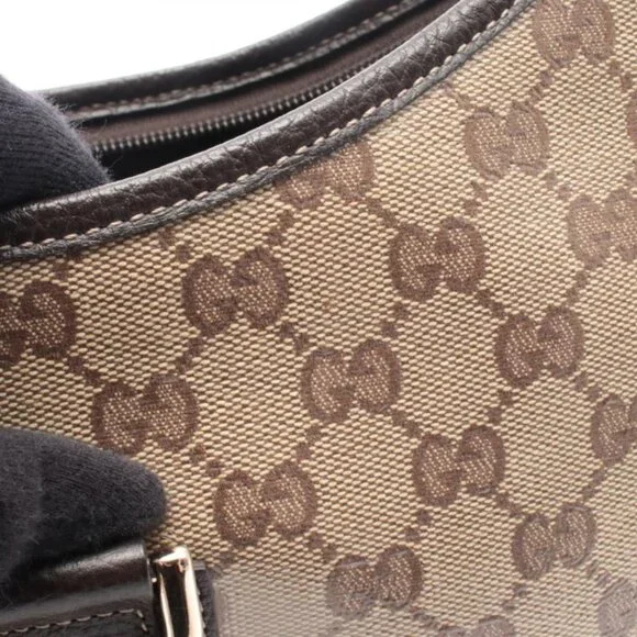 Gucci Shoulder Bag GG Crystal Abbey Beige Dark Brown Canvas - Picture 5 of 6